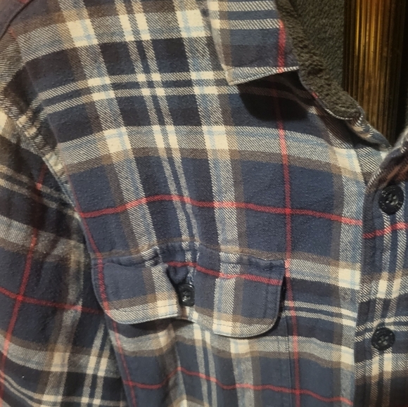 LL Bean Fleece Lined Flannel Shirt Shacket Flap Pockets Traditional Fit Size XL - Picture 3 of 6